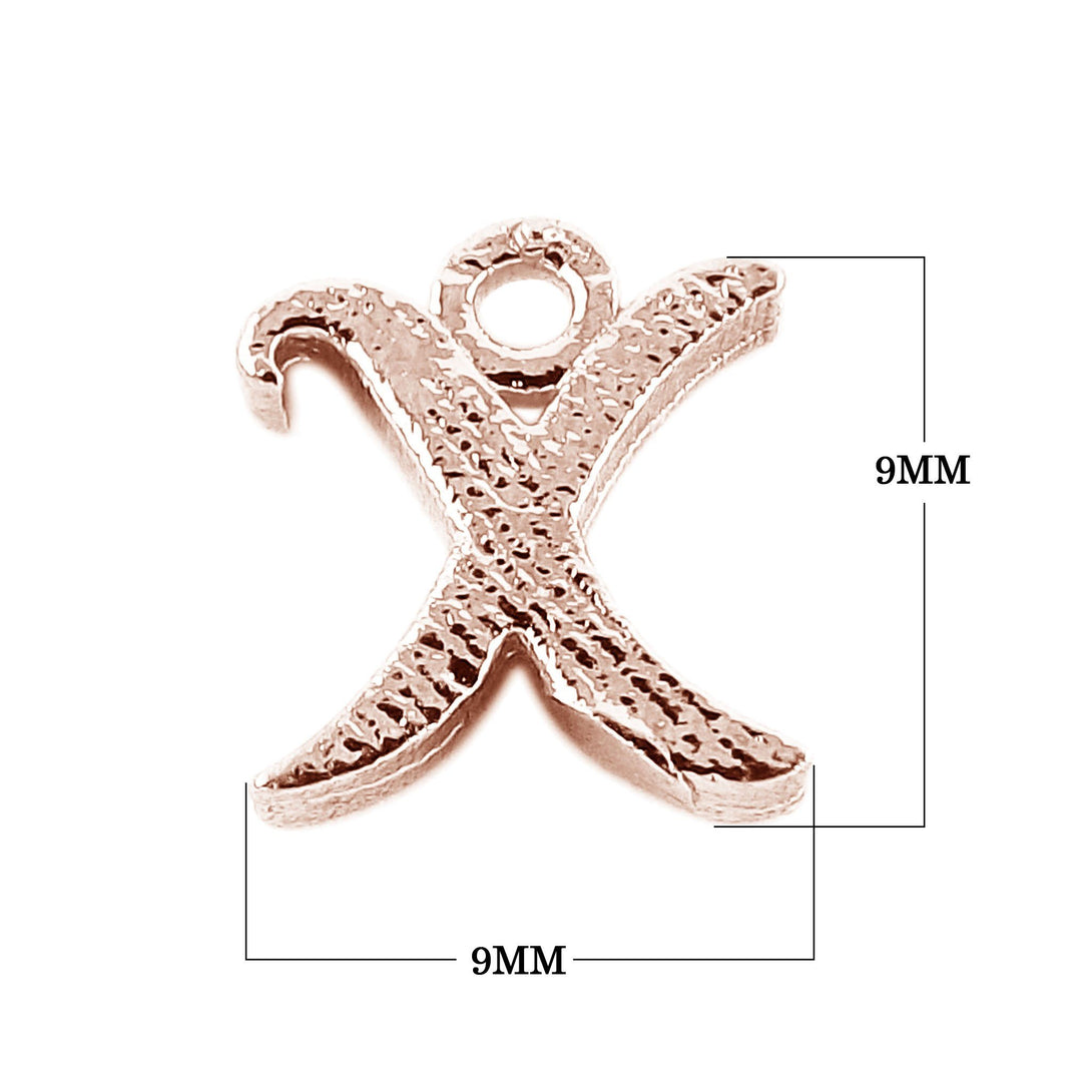 CRG-496 Rose Gold Overlay Alphabet 'X' Charm Beads Bali Designs Inc 