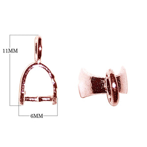 Rose Gold Overlay Over Copper Pendant Bail India handcrafted stirrup shape polished jewelry connector 11MM x 6MM 