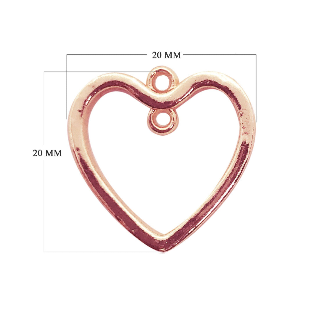 CRG-524-20X20MM Rose Gold Overlay Heart Shape Charm Beads Bali Designs Inc 
