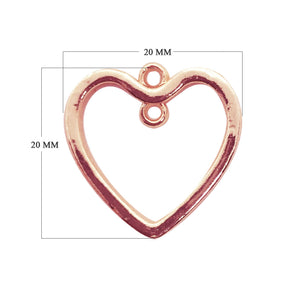 Rose Gold Overlay Heart Shape Charm India open frame heart connector polished finish 20MM x 20MM wholesale