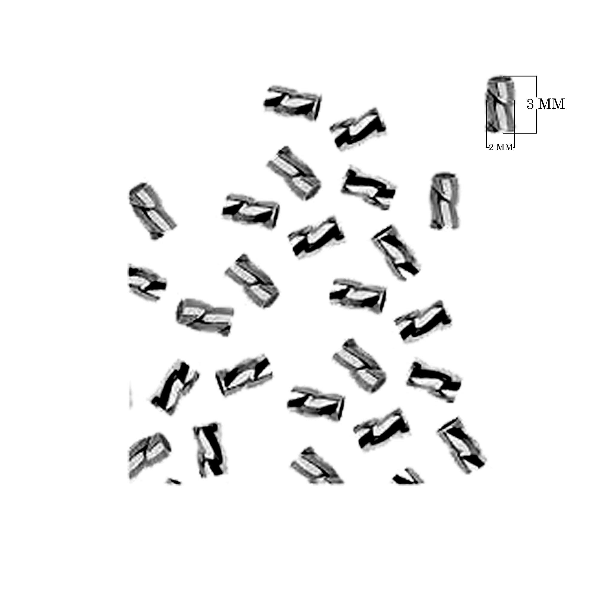 CRR-103-3X2MM Rhodium Overlay Twisted Crimp Bead Beads Bali Designs Inc 