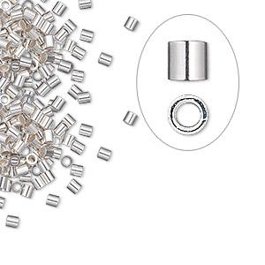 CRSF-100-L-2MM X W-1.5MM Silver Overlay Crimp Bead Beads Bali Designs Inc 