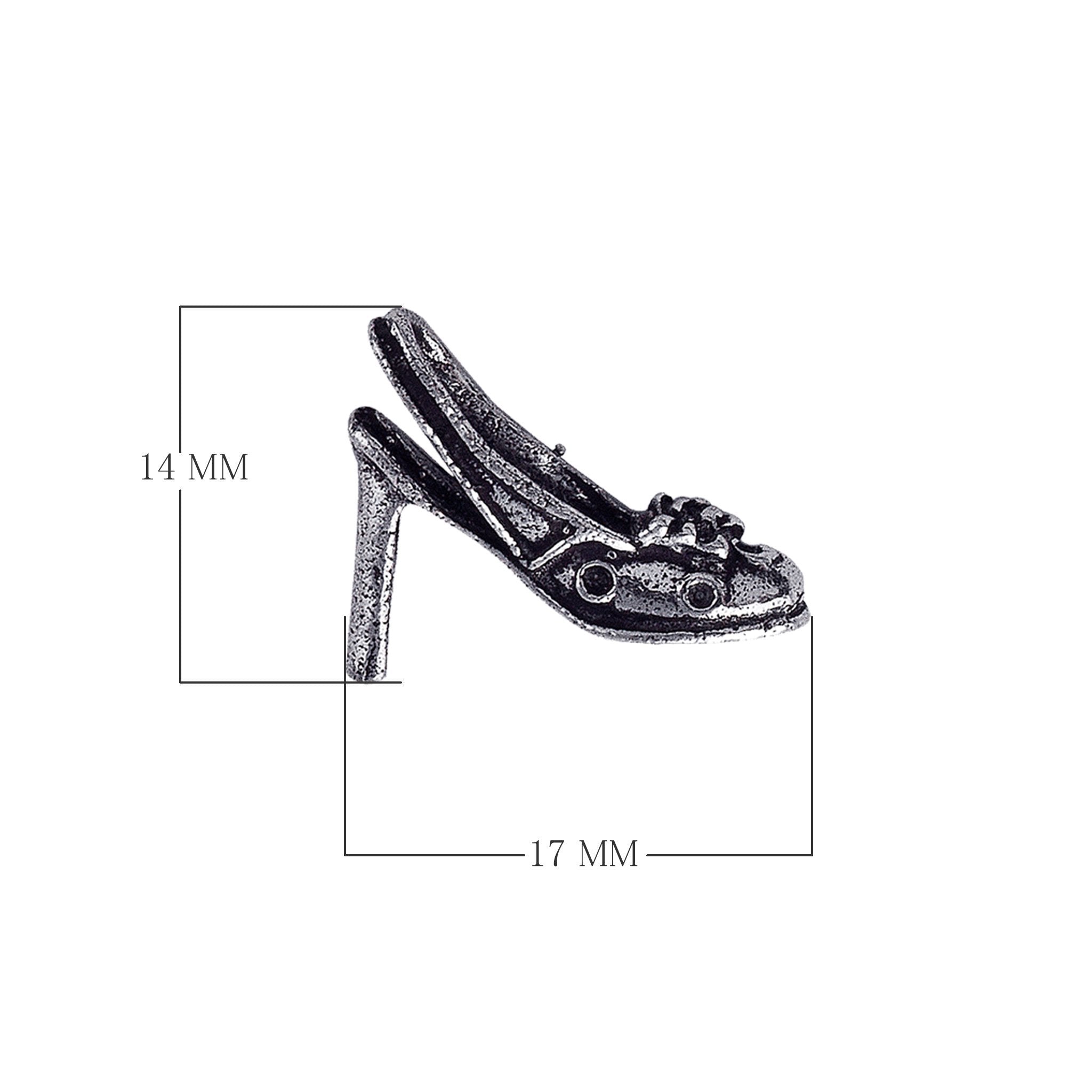 Silver overlay high heel shoe charm handcrafted in India for wholesale jewelry manufacturing