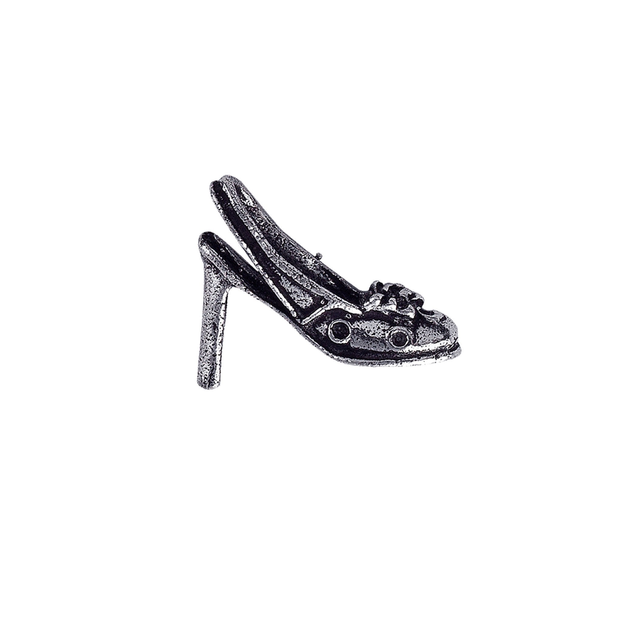 Silver overlay high heel shoe charm handcrafted in India for wholesale jewelry manufacturing