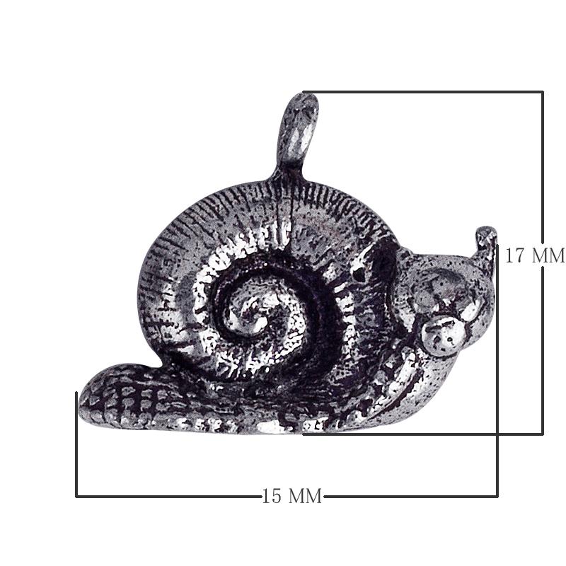 Silver overlay over copper snail charm handcrafted in India for wholesale jewelry making