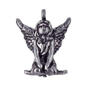 Silver overlay over copper angel charm handcrafted in India for wholesale jewelry production
