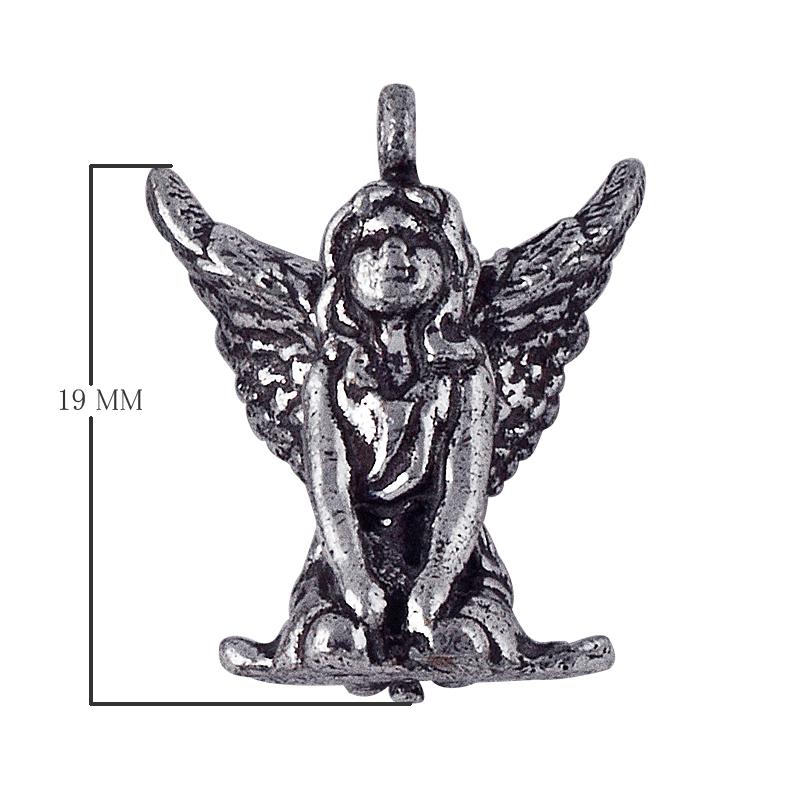 Silver overlay over copper angel charm handcrafted in India for wholesale jewelry production