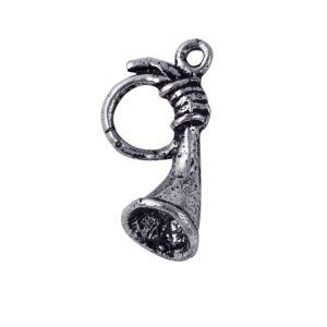 Silver overlay over copper horn charm handcrafted in India for wholesale jewelry manufacturing