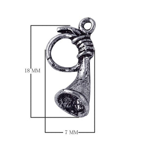 Silver overlay over copper horn charm handcrafted in India for wholesale jewelry manufacturing