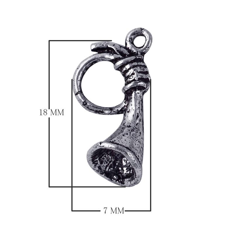 Silver overlay over copper horn charm handcrafted in India for wholesale jewelry manufacturing