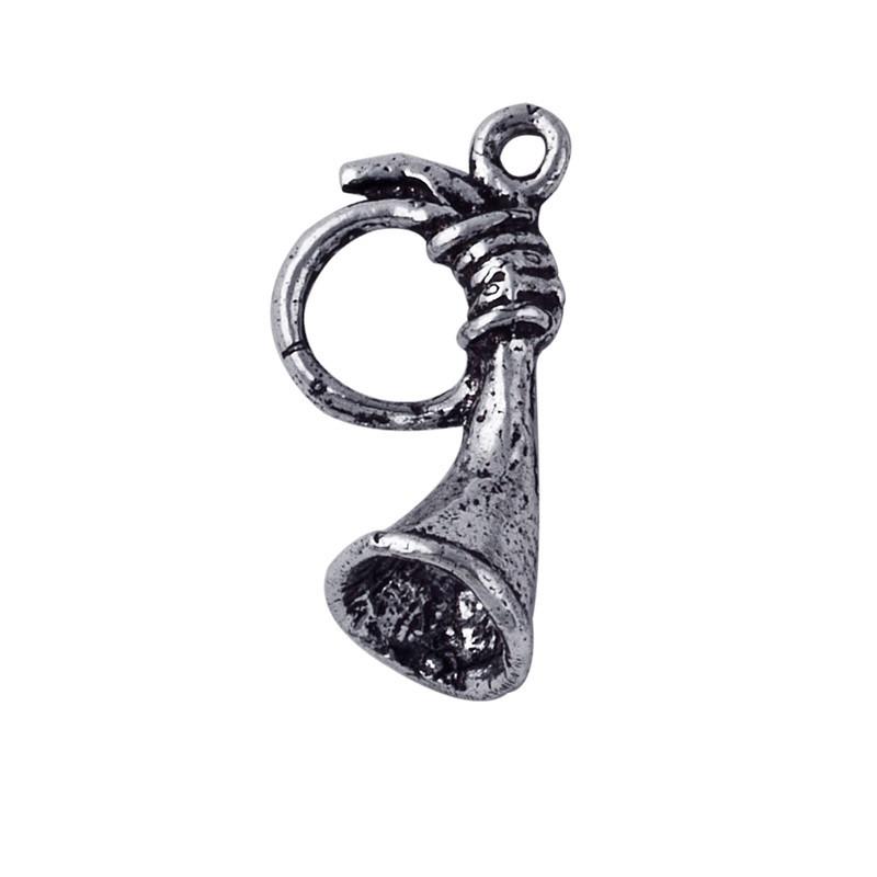 Silver overlay over copper horn charm handcrafted in India for wholesale jewelry manufacturing