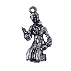 Silver overlay over copper woman figurine charm handcrafted in India for wholesale jewelry manufacturing