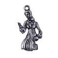 Silver overlay over copper woman figurine charm handcrafted in India for wholesale jewelry manufacturing