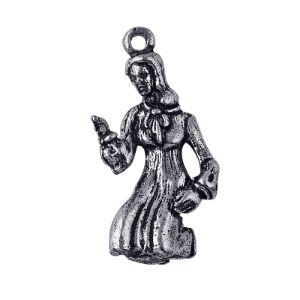 Silver overlay over copper woman figurine charm handcrafted in India for wholesale jewelry manufacturing