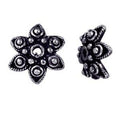 Silver overlay over copper bead cap handcrafted in India with antique floral design