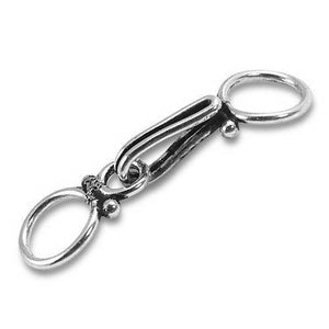 Silver overlay over copper clasp hook handcrafted in India with oval ring design and polished finish