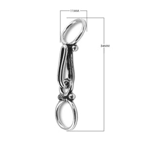Silver overlay over copper clasp hook handcrafted in India with oval ring design and polished finish