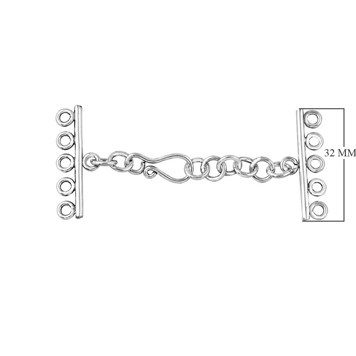 Silver Overlay Over Copper Multi Strand Clasp With 5 Holes handcrafted in India with oxidized finish and hook closure.