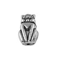 Silver overlay over copper charm handcrafted in India with owl design and oxidized silver finish