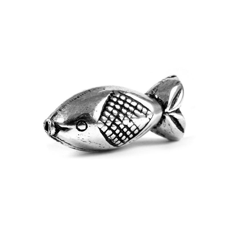 Silver overlay charm in a fish shape over copper, handcrafted in India for bulk jewelry supply and professional designers.