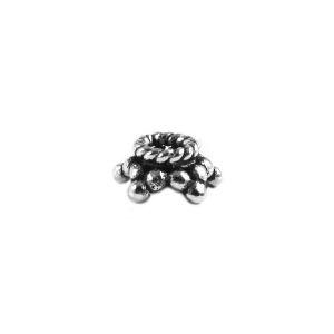 Antique silver overlay over copper rope design bead cap handcrafted in India for wholesale jewelry making