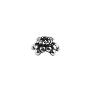 Antique silver overlay over copper rope design bead cap handcrafted in India for wholesale jewelry making