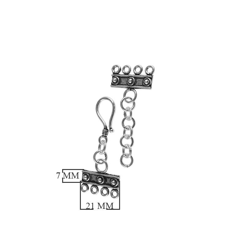 CSF-178-4H Silver Overlay Multi Strand Clasp With 4 Holes Beads Bali Designs Inc 