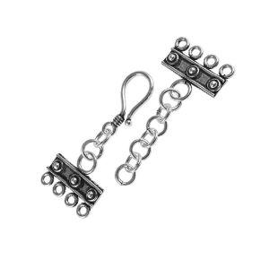 CSF-178-4H Silver Overlay Multi Strand Clasp With 4 Holes Beads Bali Designs Inc 