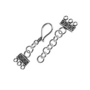 CSF-179-3H Silver Overlay Multi Strand Clasp With 3 Holes Beads Bali Designs Inc 