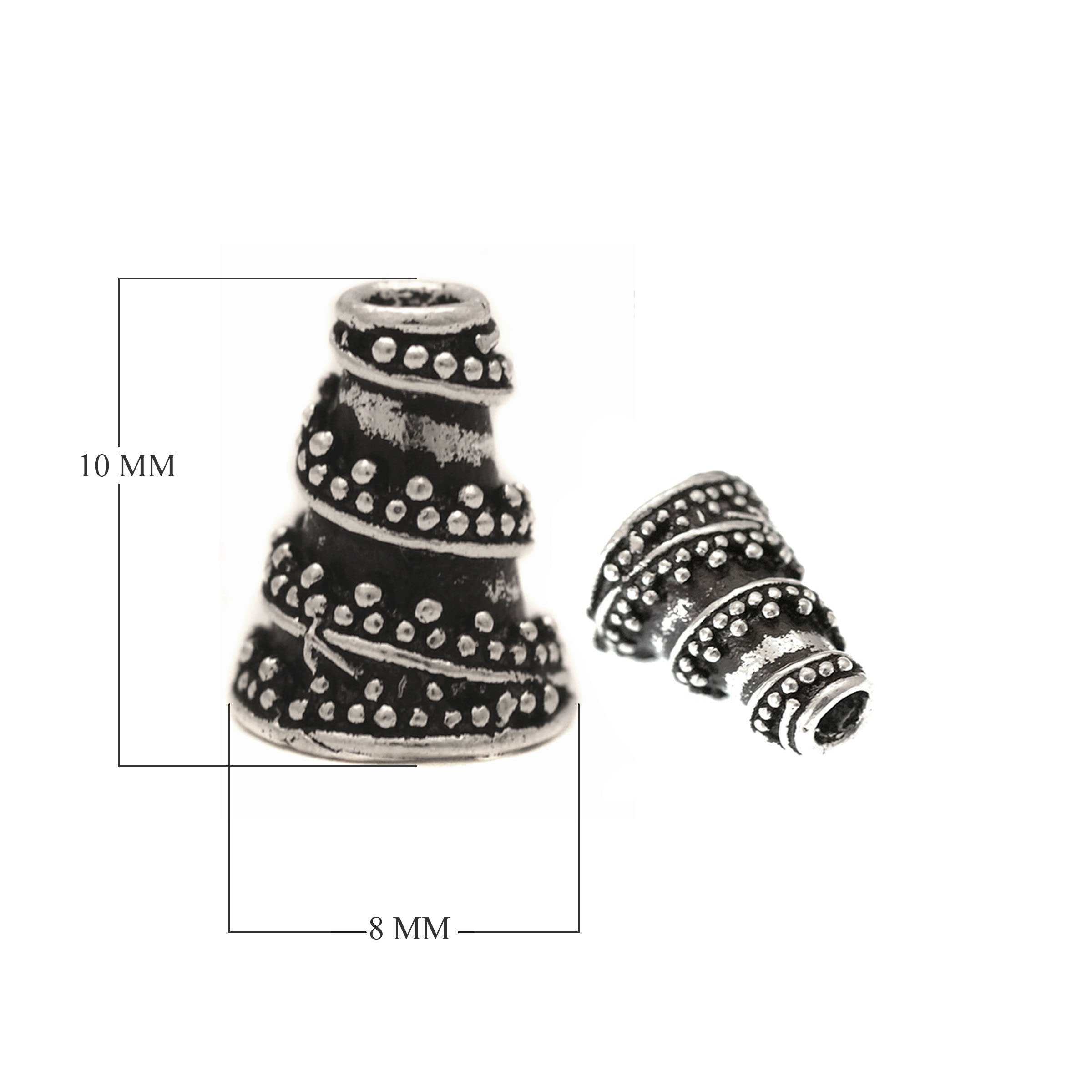 CSF-185 Silver Overlay Twisting Granulation Motif look Cone Beads Bali Designs Inc 