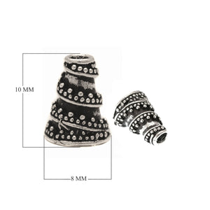 CSF-185 Silver Overlay Twisting Granulation Motif look Cone Beads Bali Designs Inc 