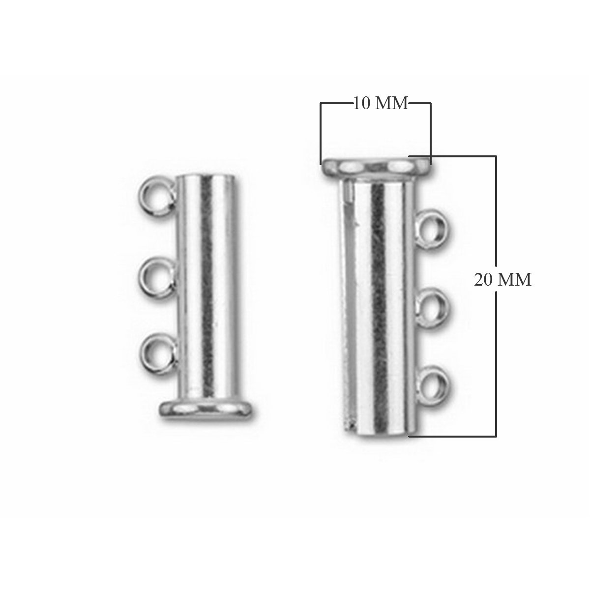 CSF-189-3H Silver Overlay Multi Strand Magnetic Clasp With 3 Hole Beads Bali Designs Inc 