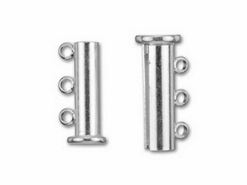 CSF-189-3H Silver Overlay Multi Strand Magnetic Clasp With 3 Hole Beads Bali Designs Inc 
