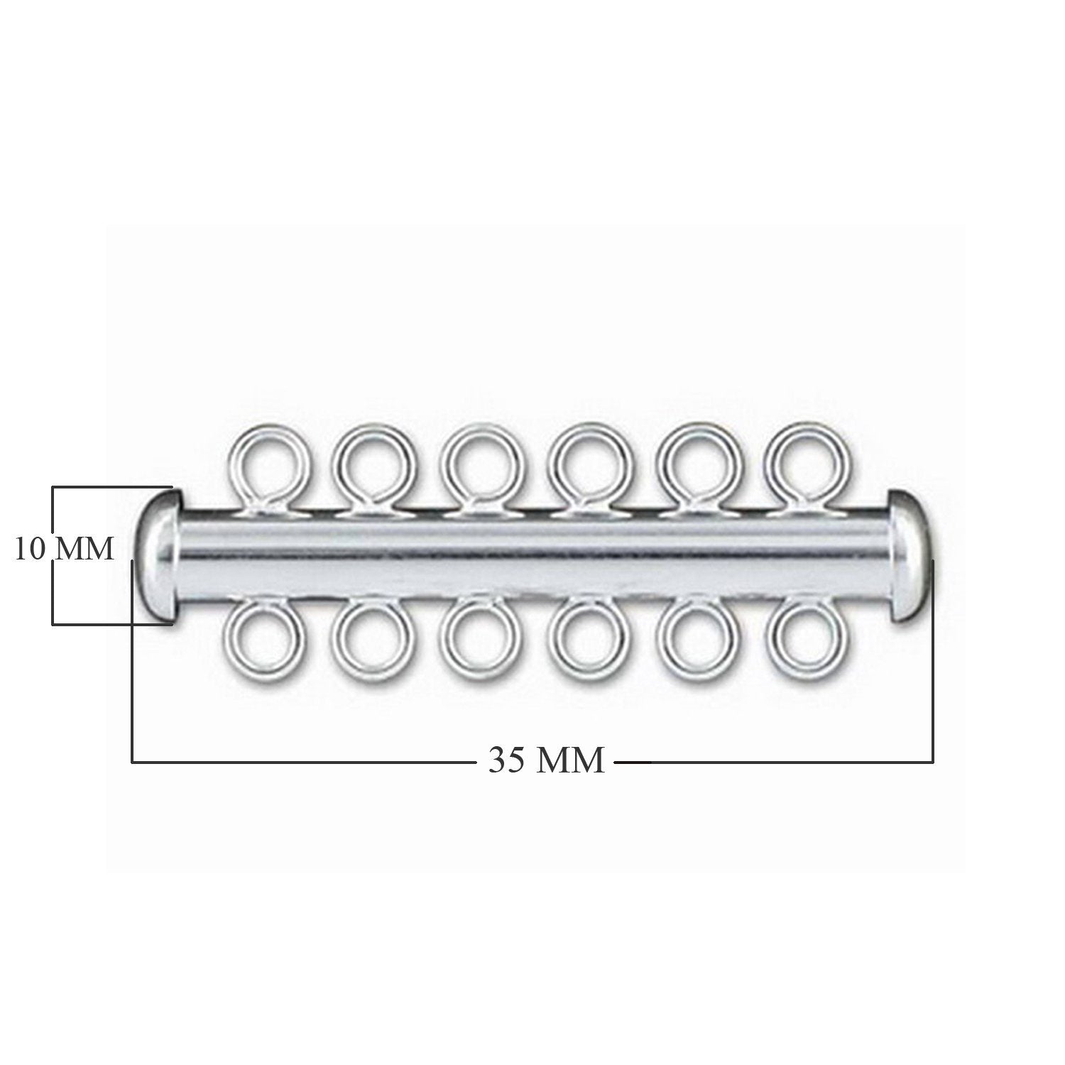 CSF-189-6H Silver Overlay Multi Strand Magnetic Clasp With 6 Holes Beads Bali Designs Inc 