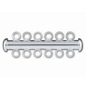 CSF-189-6H Silver Overlay Multi Strand Magnetic Clasp With 6 Holes Beads Bali Designs Inc 