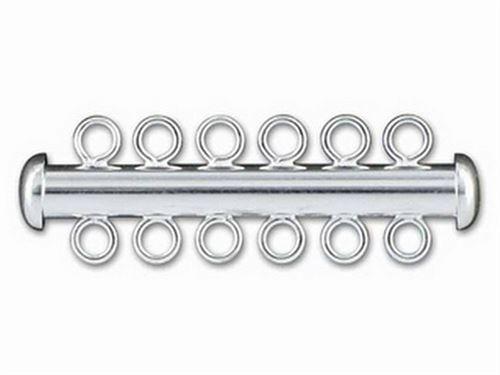 CSF-189-6H Silver Overlay Multi Strand Magnetic Clasp With 6 Holes Beads Bali Designs Inc 