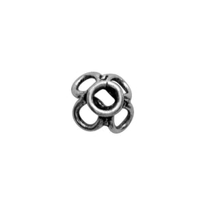 Antique silver overlay over copper open loop bead cap handcrafted in India for wholesale jewelry making