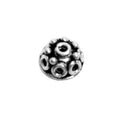 Silver Overlay Over Copper dome bead cap handcrafted in India with oxidized finish and raised circular design.