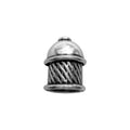 Silver Overlay Over Copper woven dome end cap handcrafted in India with oxidized finish and cross-hatch texture.