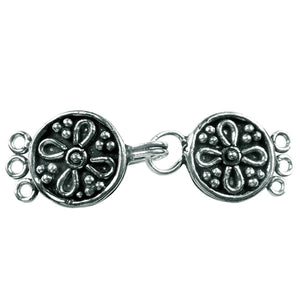 CSF-230 Silver Overlay Multi Strand Clasp With 3 Hole Beads Bali Designs Inc 