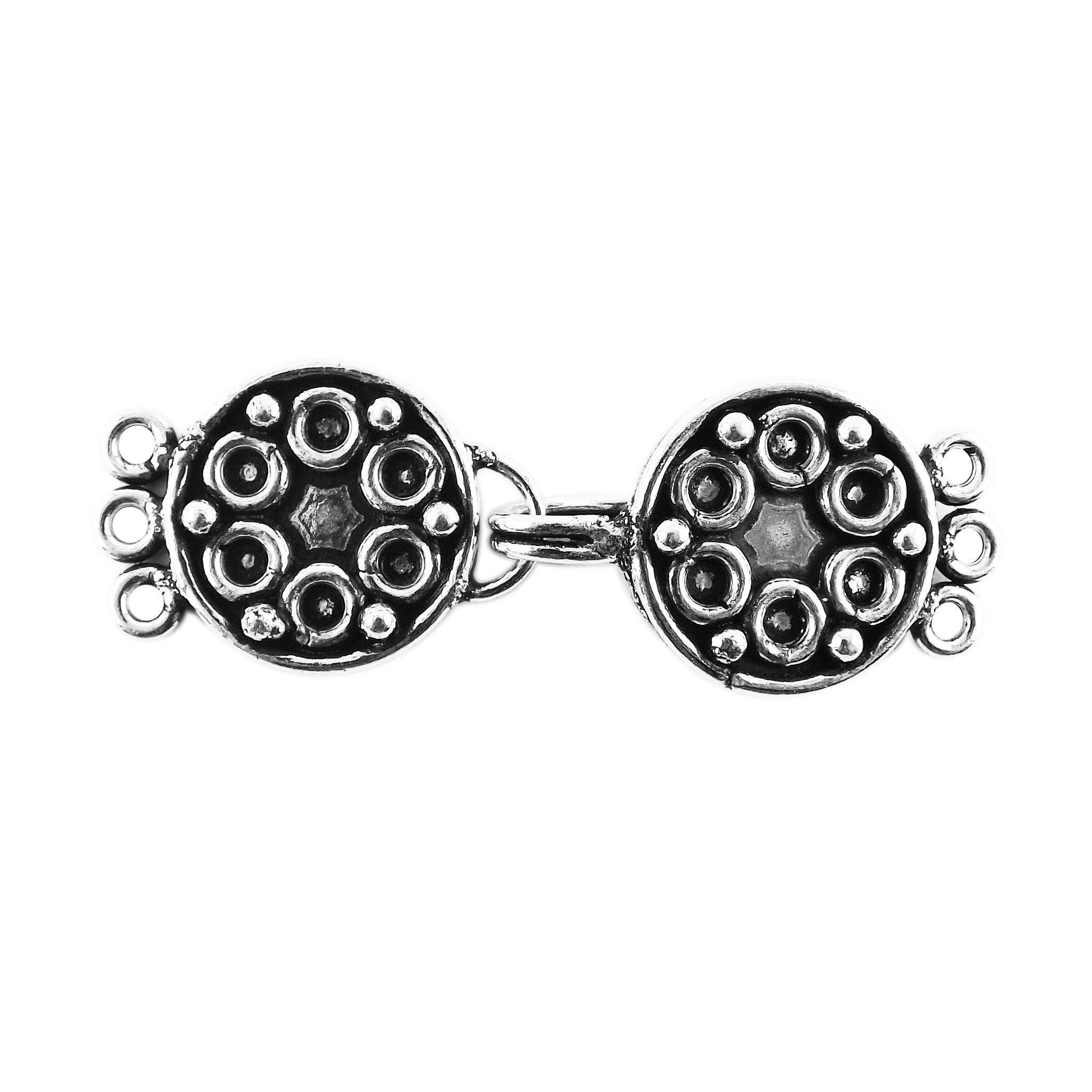 CSF-232 Silver Overlay Multi Strand Clasp With 3 Hole Beads Bali Designs Inc 