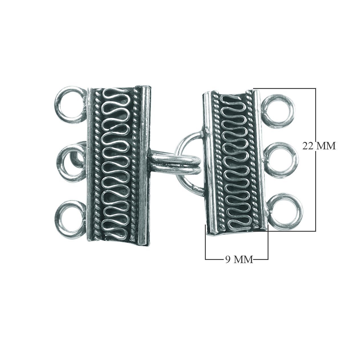CSF-233 Silver Overlay Multi Strand Clasp With 3 Hole Beads Bali Designs Inc 