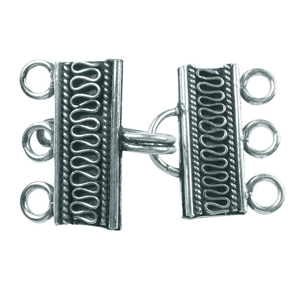 CSF-233 Silver Overlay Multi Strand Clasp With 3 Hole Beads Bali Designs Inc 