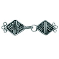 Silver Overlay over Copper multi strand clasp with 3 holes handcrafted in India featuring diamond scroll Bali design and oxidized finish.