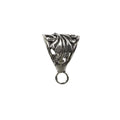 Handcrafted Silver Overlay Over Copper triangular pendant bail with ornate openwork design and antique finish, made in India.