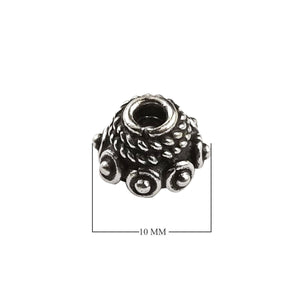 Handcrafted Silver Overlay Over Copper dome bead cap with granulated detailing and antique finish, made in India.