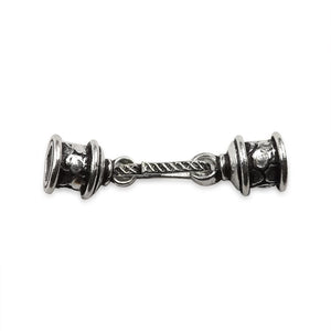 Handcrafted Silver Overlay End Cap in Silver Overlay Over Copper with ornamental textured cylindrical design, made in India.