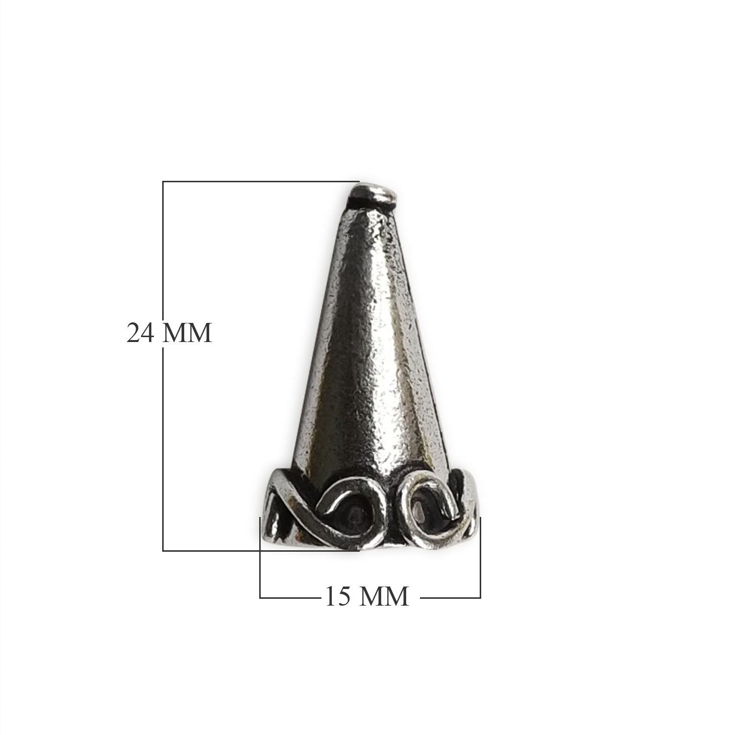 Silver Overlay Over Copper Cone India handcrafted cone with scroll base polished finish 24MM x 15MM wholesale 