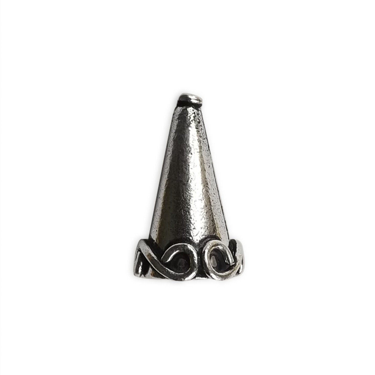 Silver Overlay Over Copper Cone India handcrafted cone with scroll base polished finish 24MM x 15MM wholesale 
