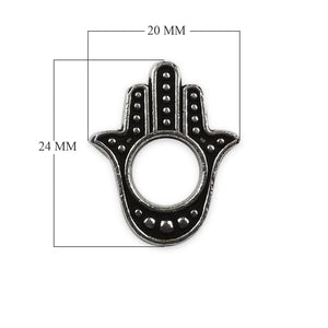 Silver Overlay Over Copper Hands of Fatima India handcrafted Hamsa charm 24MM x 20MM polished finish wholesale